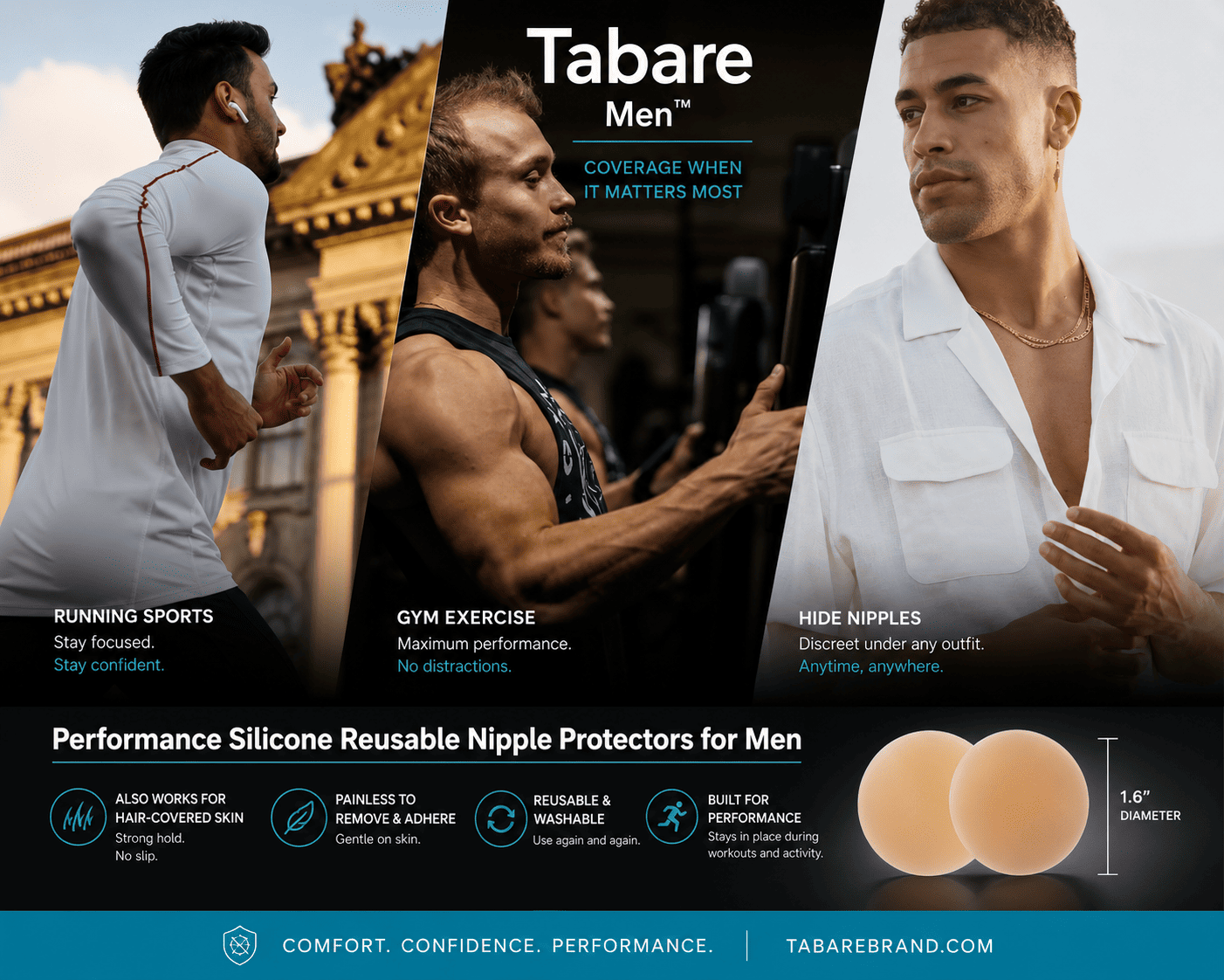 Tabare Men Performance Reusable Silicone Nipple Protectors