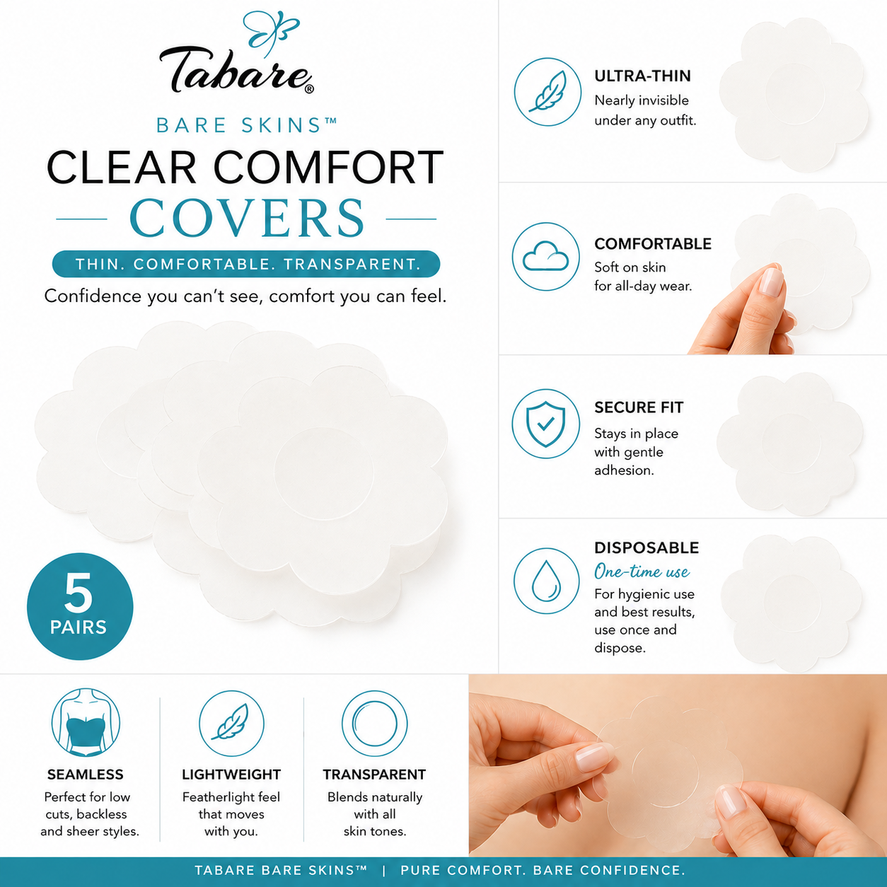 Petal Lites™  Clear Comfort Nipple Covers