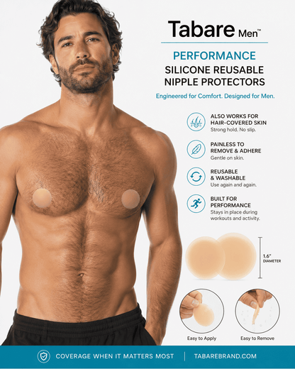 Tabare Men Performance Reusable Silicone Nipple Protectors perfect for hairy chest