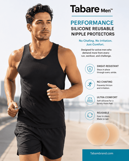 Tabare Men Performance Reusable Silicone Nipple Protectors Jogging