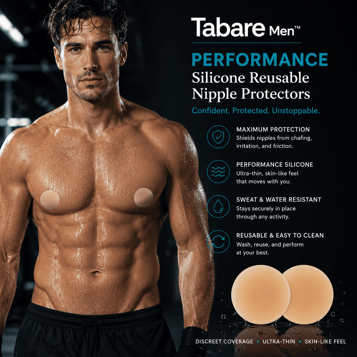 Tabare Men Performance Reusable Silicone Nipple Protectors info